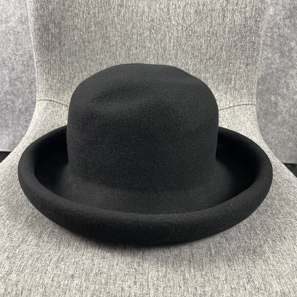 VTG Laura Ashley 100% Wool Hat Womens Black Derby Bowler Made In Great Britain - Picture 4 of 9
